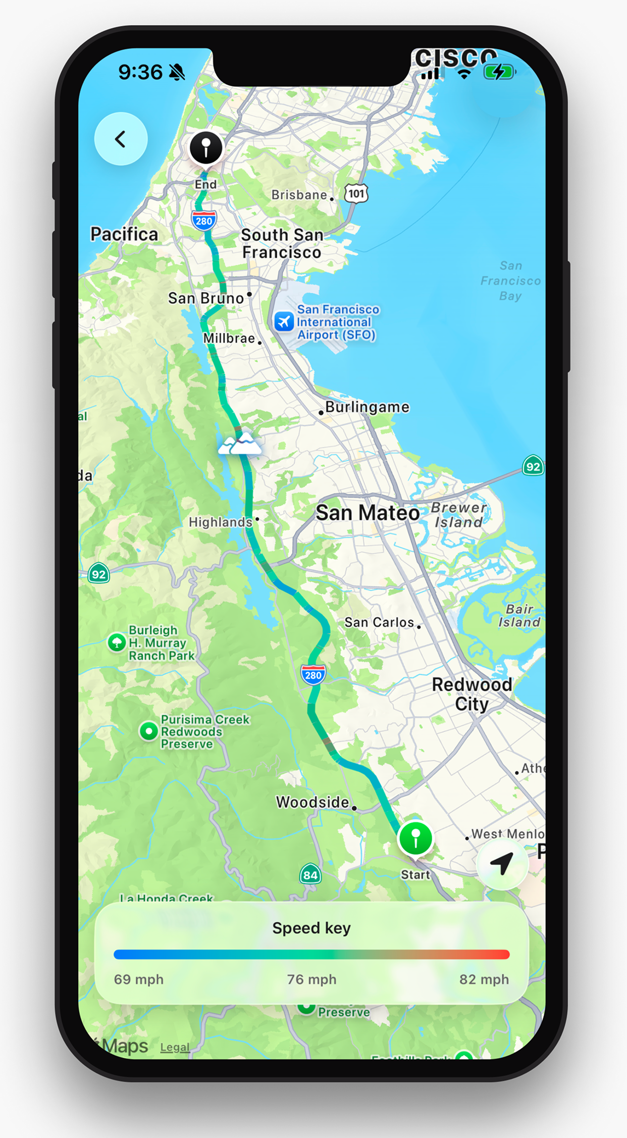 Route analysis preview